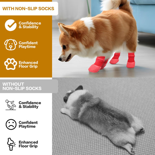 Non-slip grip socks for dogs, set of 4