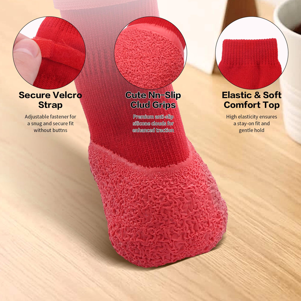 Non-slip grip socks for dogs, set of 4