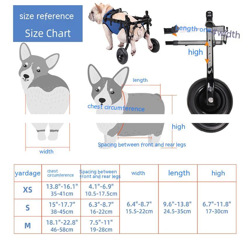 Adjustable dog wheelchair for weak back legs