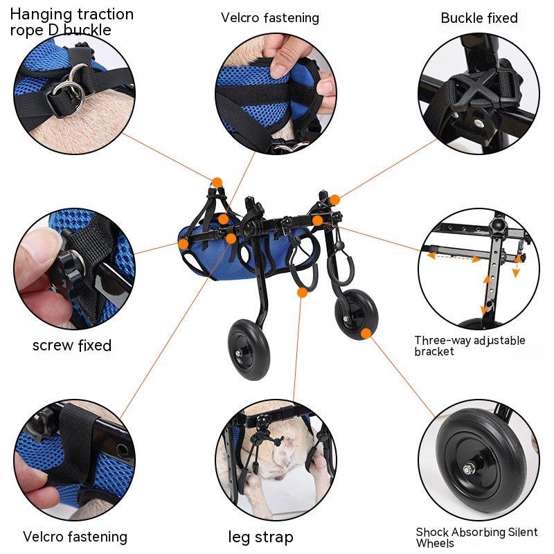 Adjustable dog wheelchair for weak back legs